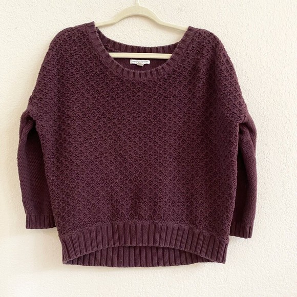 American Eagle Outfitter Crochet Maroon‎ Cotton Sweater Size M - Picture 1 of 7